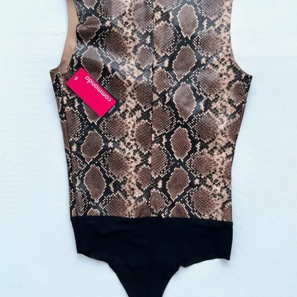 Commando BDS016 Faux Leather Snake Print Bodysuit ( S )